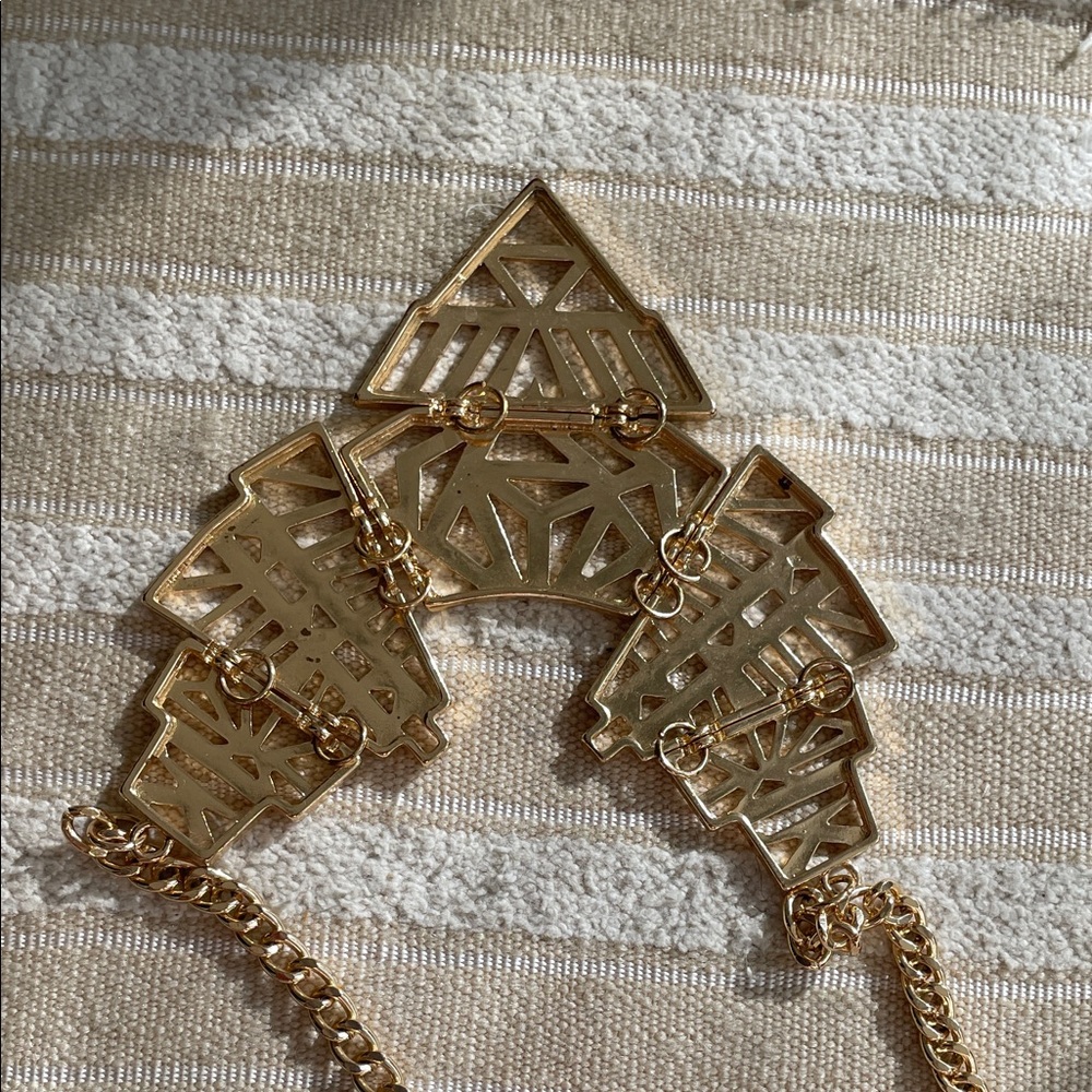 Geometric Gold Statement Necklace - image 4